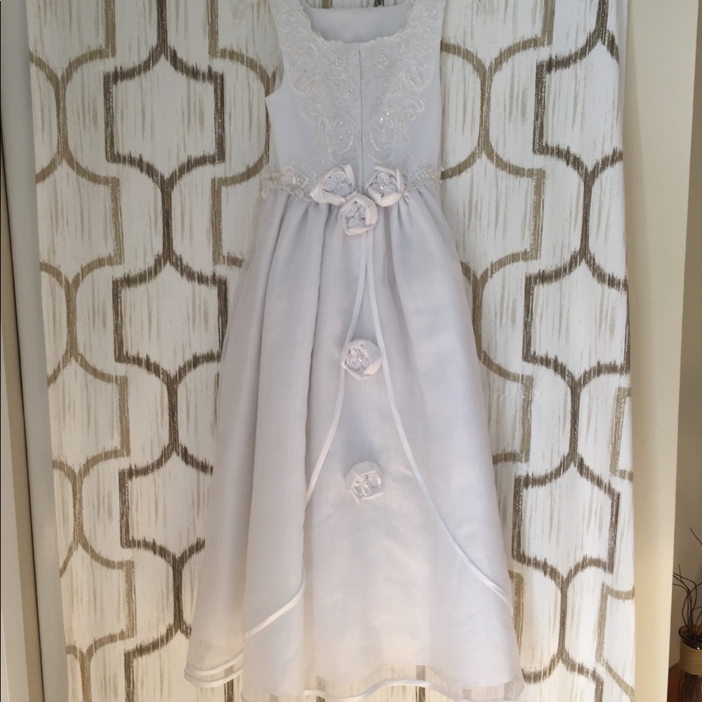 🎀 Flower Girl Beaded Dress w/ Floral Headpiece 🌺